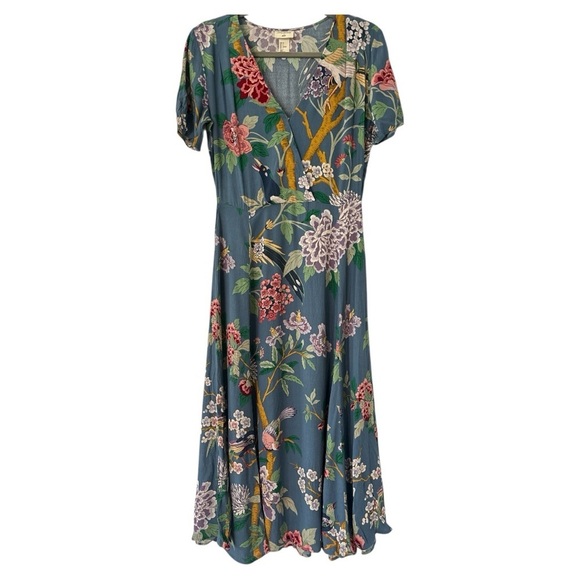 GP & JBaker x H&M Collab Floral Blue Midi Dress Size 4 - Picture 3 of 11
